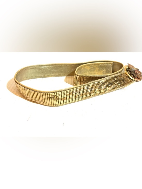Vintage Gold Stretch Belt with Decorative Medallion
